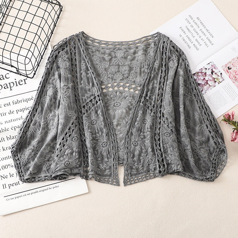 Coachella Music Festival Outfits Vintage Hollow Crocheted Cardigan Short Coat Top