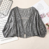 Coachella Music Festival Outfits Vintage Hollow Crocheted Cardigan Short Coat Top