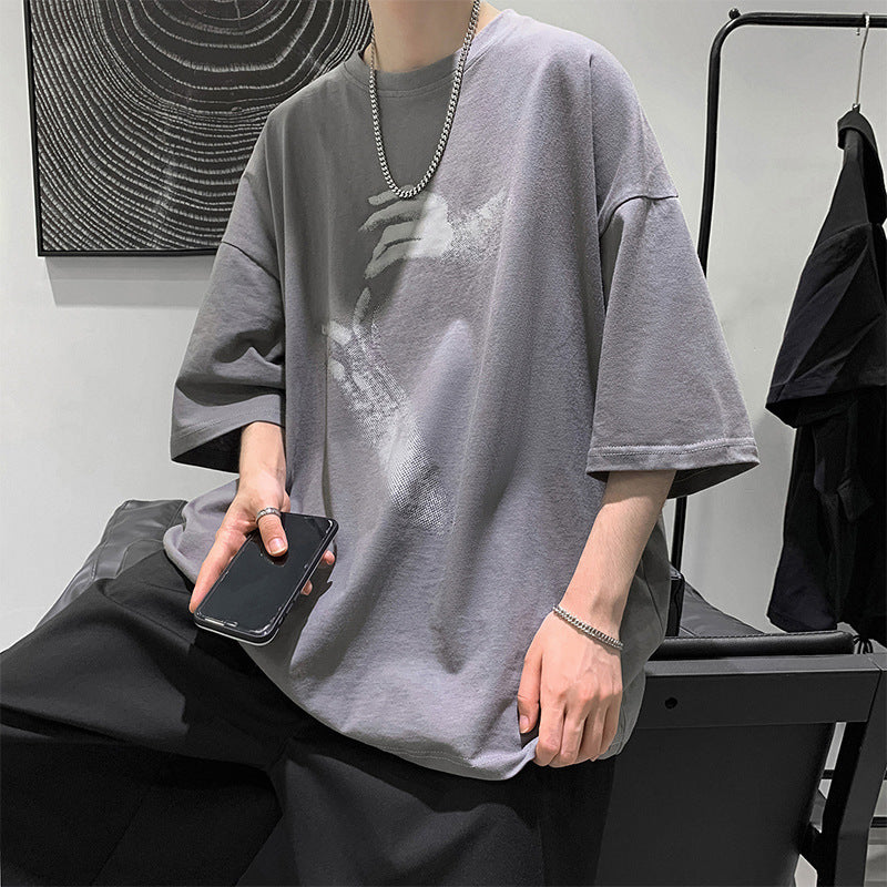 Men T-Shirts Loose Half Sleeve Print