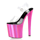 Hot Pink Heels 20cm Pink Solid Color High Heel Transparent Sandals Fish Mouth