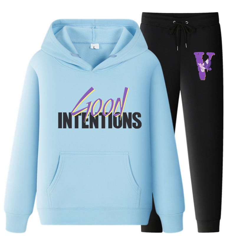 Vlone Hoodie & Pants 2 Piece Set Casual Loose Hoodie Sweatshirt