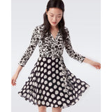 Gloria Vanderbilt Printed 3/4 Sleeves One-Piece Dress