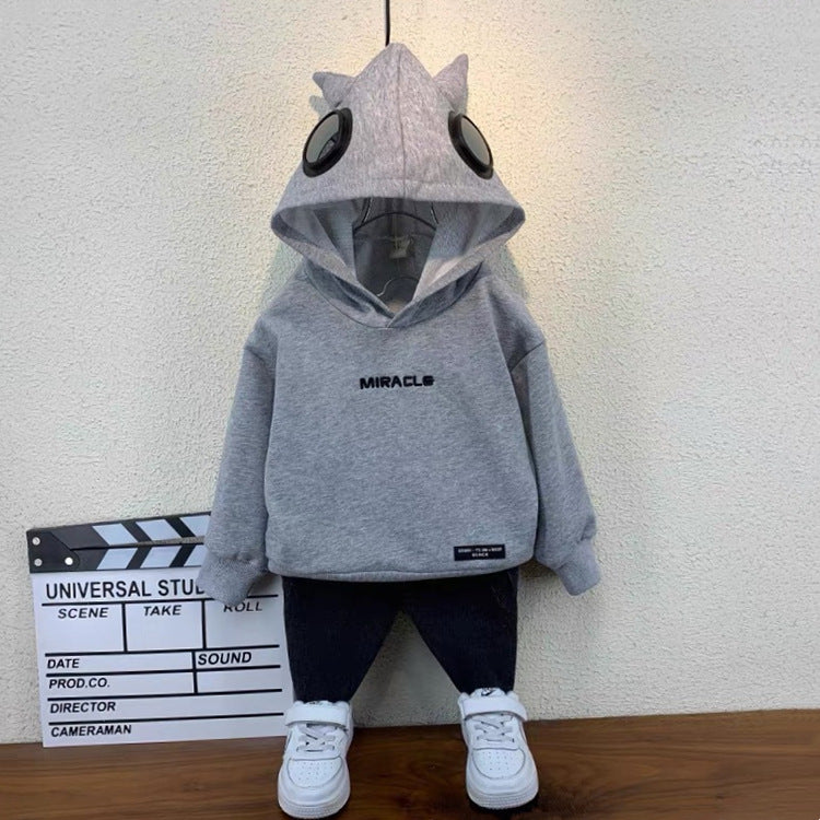 Toddler Boys Sweater Spring and Autumn Spring Hooded Clothes