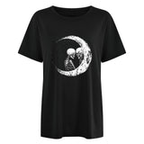 Valentine's Day T Shirt Large Size Clothes Short Sleeve Moon Print T-shirt Summer
