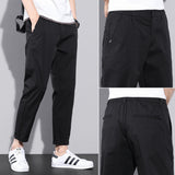 Cuffed Cargo Pants Summer Casual Pants Men's Straight Loose Pants