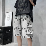 Men White Shorts Summer Shorts Men's Casual Loose Printed