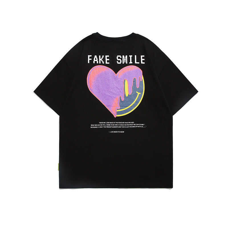 Men T Shitrs Stitching Love Pattern Printing