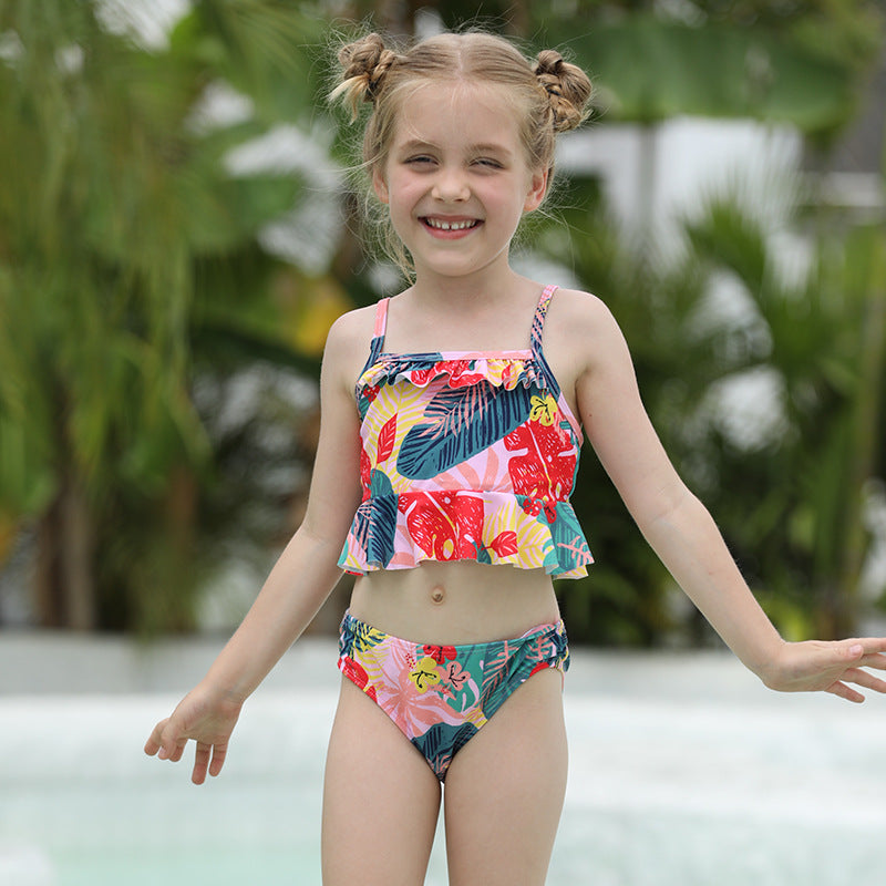 Children Swimsuit Children's Swimsuit Girls Bikini Print Backless