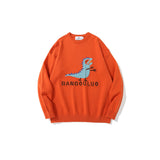 Man Fall Outfit Vintage Cartoon Dinosaur Brocade Sweater Men's and Women's Knitwear
