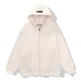 Cardigan Baseball Jacket Fog Three-Dimensional Flocking Brushed Hoody Zipper Cardigan Hooded Coat