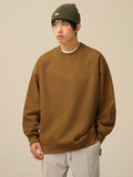 Men Sweatshirts Solid Color round Neck Sweater Japanese Style Thin Loose