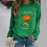 Halloween Costumes Halloween Pattern Printing Long Sleeve Crew Neck Sweater Female