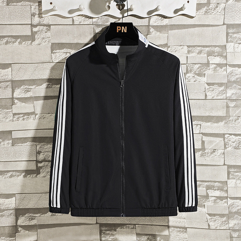 Men's Jackets Stand Collar Jacket Three Bars Stripes