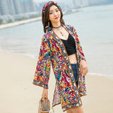 Coachella Music Festival Outfits Printed Cardigan Thailand Desert Loose-Fitting Slimming Coat Sun Protection Shirt Women