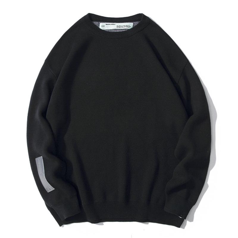 Off White Sweater Men'S Casual And Comfortable Round Neck Knitted Sweater Owt