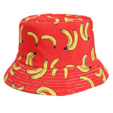 Bucket Hat Fishing Cap Cotton Print Fisherman Hat Fruit Banana Stamp Summer Leisure Sun Hat