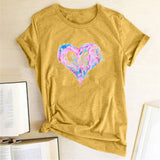 Valentine's Day T Shirt Short Sleeve Heart Printing Casual Summer Top