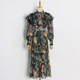 Betty Draper Valentine's Day Dress Spring Vintage Printed Collar Long Dress