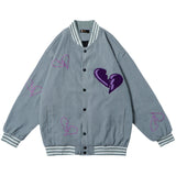 Valentine's Day Jacket Autumn Retro Love Embroidered Baseball Uniform Men Loose Hip Hop Coat Jacket
