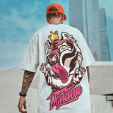 Men T-shirt Panda Printing Loose Half Sleeve