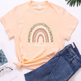 Valentine's Day T Shirt Women's Short-Sleeved T-shirt Heart Leopard Print Cotton