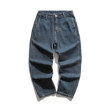 Man Fall Outfis Retro Washed Worn Jeans Street Leisure Wide-Leg Straight Pants