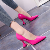 Hot Pink Heels Rose Red High Heels Stiletto Heel Wine Glass Heel Pointed Women's Shoes Patent Leather Shoes