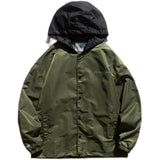 Man Fall Outfis Autumn Fashion Colorblock Hood Jacket Boys Hip Hop Loose Jacket