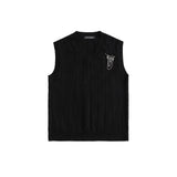 Men Sweater Chain Pin Sleeveless Sweater Vest Men Vest Coat