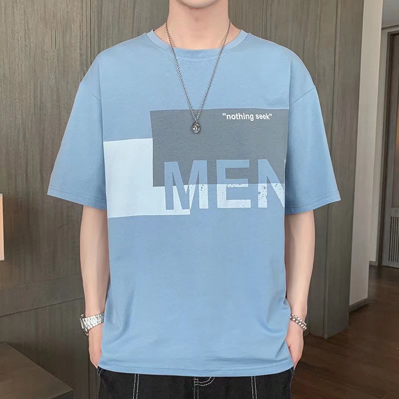 Men T-Shirts All-Match Round Neck Printed Half Sleeve