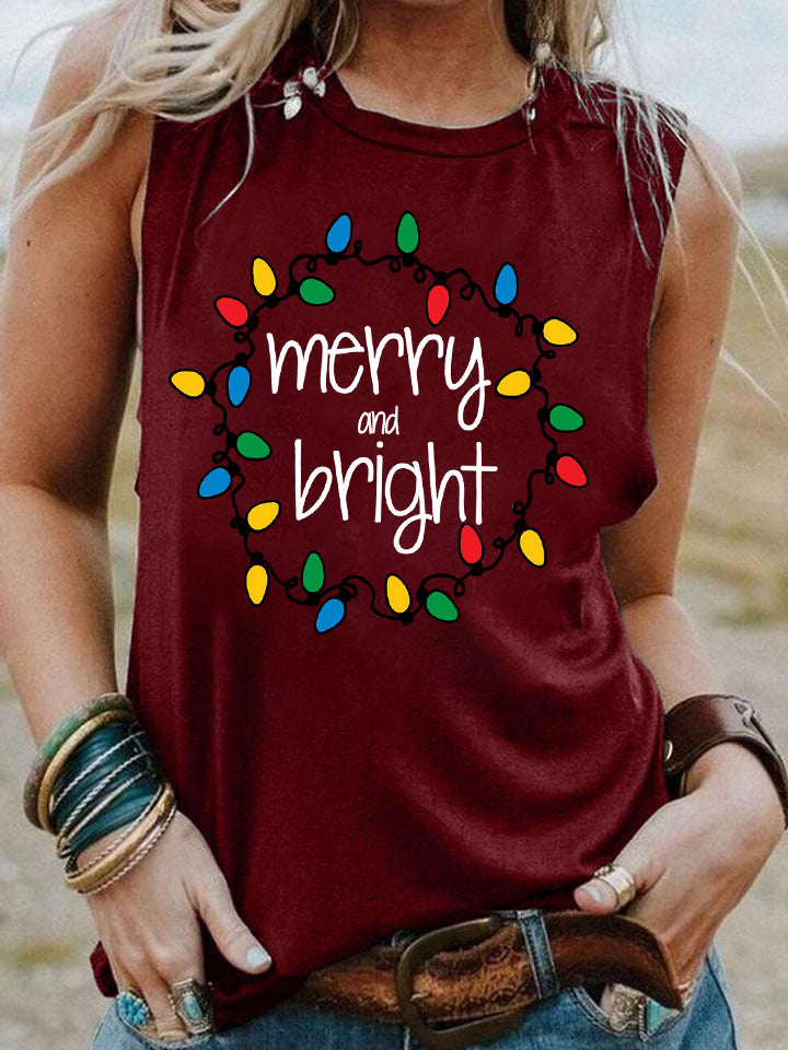 Merry and Bright Sweatshirts Sleeveless Vest T-shirt