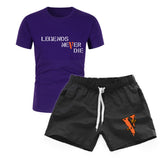 Vlone T Shirts & Shorts 2 Piece Set Men'S Sports Round Neck T-Shirt Shorts Set