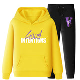 Vlone Hoodie & Pants 2 Piece Set Casual Loose Hoodie Sweatshirt