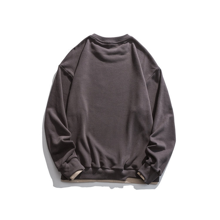Crew Neck Sweatshirts for Men Men's Autumn round Neck Set Printed Bottoming Shirt Men's