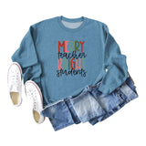 Merry and Bright Sweatshirts Merry Teacher Bright Casual round Neck Sweater
