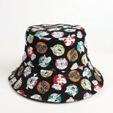 Bucket Hat Fishing Cap Cotton Print Fisherman Hat Cat and Mouse Cartoon Printed Sun Hat