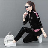 Velour Tracksuit Spring and Autumn Fashion Slimming Large Size Sweater Casual Running Clothes Two-Piece Set