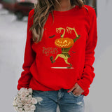 Halloween Costumes Halloween Pattern Printing Long Sleeve Crew Neck Sweater Female