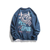 Crew Neck Sweatshirts for Men Men's Autumn Clothing Alphabet Cartoon Floral Print Long Sleeve Pullover