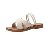 Women Open Toe Sandals Flats Summer Cross Flat Heel Fashion Sandals