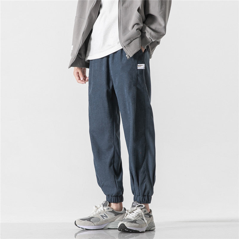 Man Fall Outfis Autumn Retro Ankle Banded Working Pants Men's Loose All-Matching Wide Leg Casual Pants