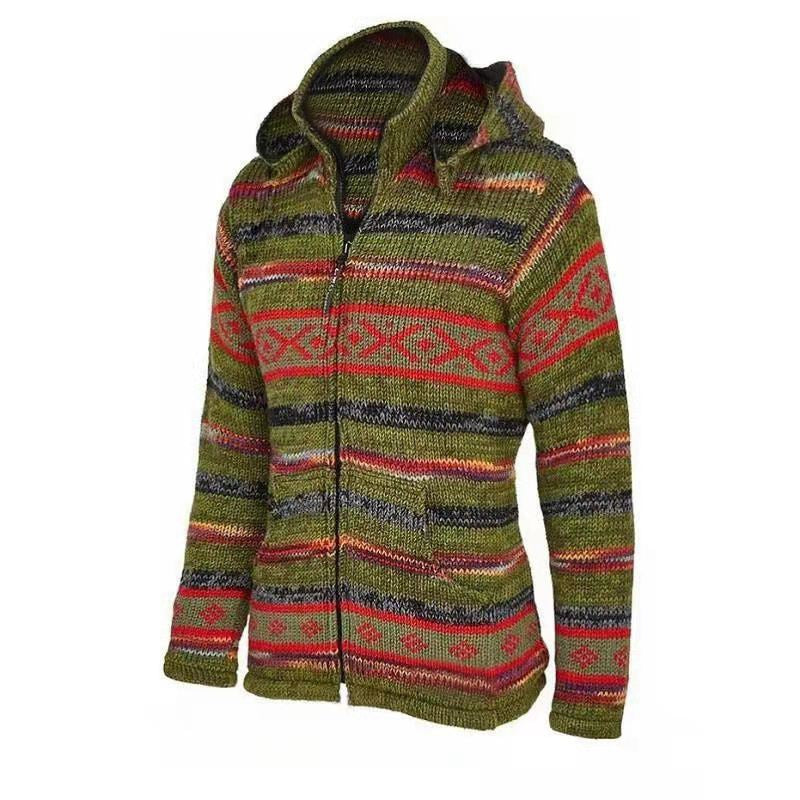 Baja Hoodie Striped Sweater Coat