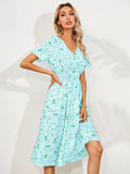 Nine Britton Dress Small Floral Print Short Sleeve