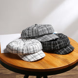 Vintage Check Bucket Hat Plaid Beret