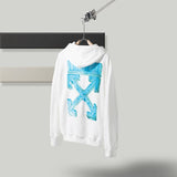 Off White Hoodie With Arrow Print Men'S Arrow Cotton Plus Size Casual And Comfortable Sweater Owt