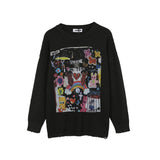 Men Sweater Cartoon Fun Printed Knitwear Men's Street Trend Loose round Neck Sweater