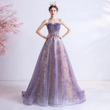 Mauve Dress Bridesmaid Autumn Sexy Tube Top Purple Sequins Starry Skirt Wedding