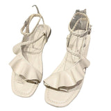 Women Open Toe Sandals Flats Summer Ruffles Strap Sandals Fashion Flat Sandals for Women