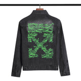 Off White Coats Embroidered Arrow Denim Jacket Casual Men And Women Loose Jacket