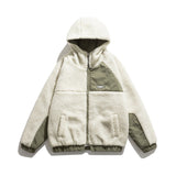 Man Fall Outfis Autumn Color Matching Lamb Wool Hooded Jacket Men's Casual Top